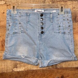 Between Us High Rise Rhinestone  Denim Shorts
